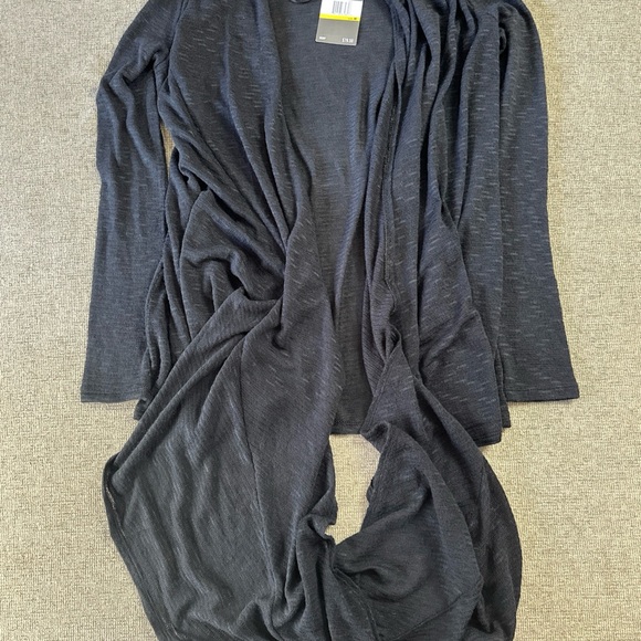 DKNY Women's Charcoal Drape Front Convertible Cardigan - Picture 3 of 9